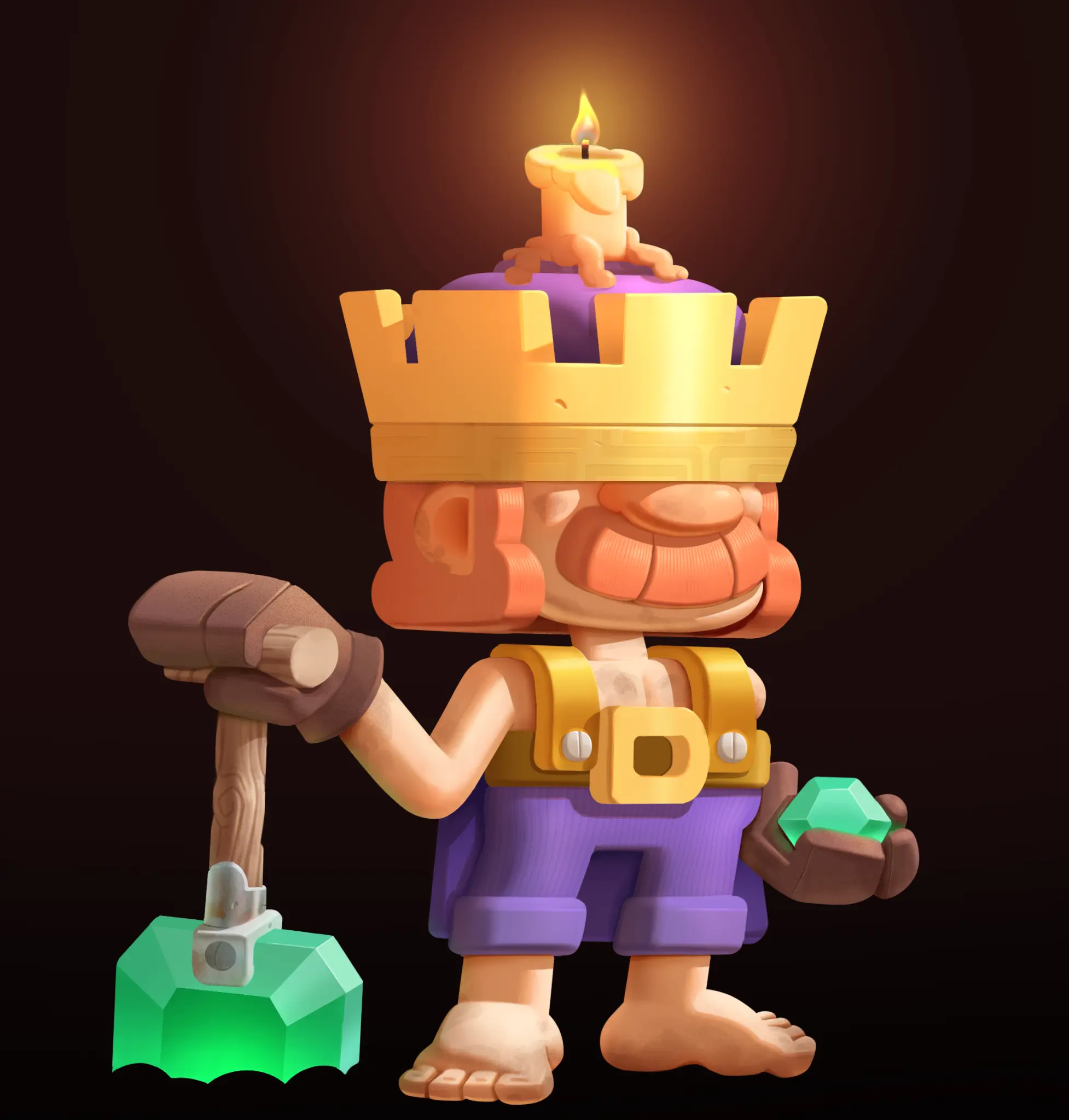 Rei minerador em 3D